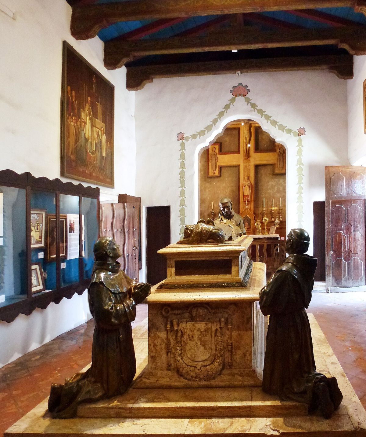 The Father Serra cenotaph in the chapel at Carmel Mission