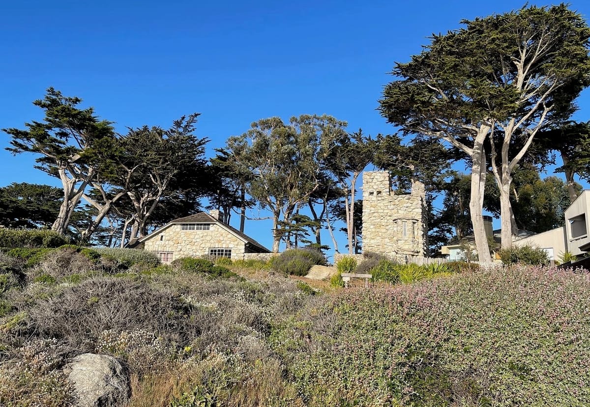 Tor House and Hawk Tower from Scenic Drive